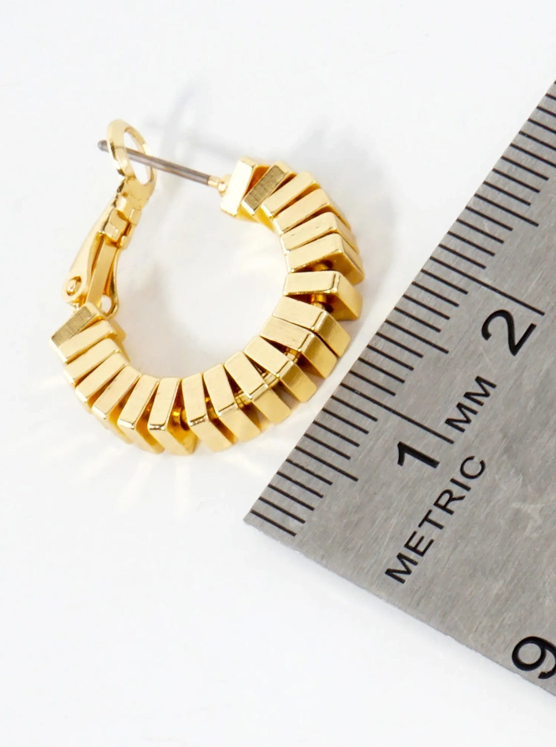 Gold Plated Square Beaded Hoop Earring