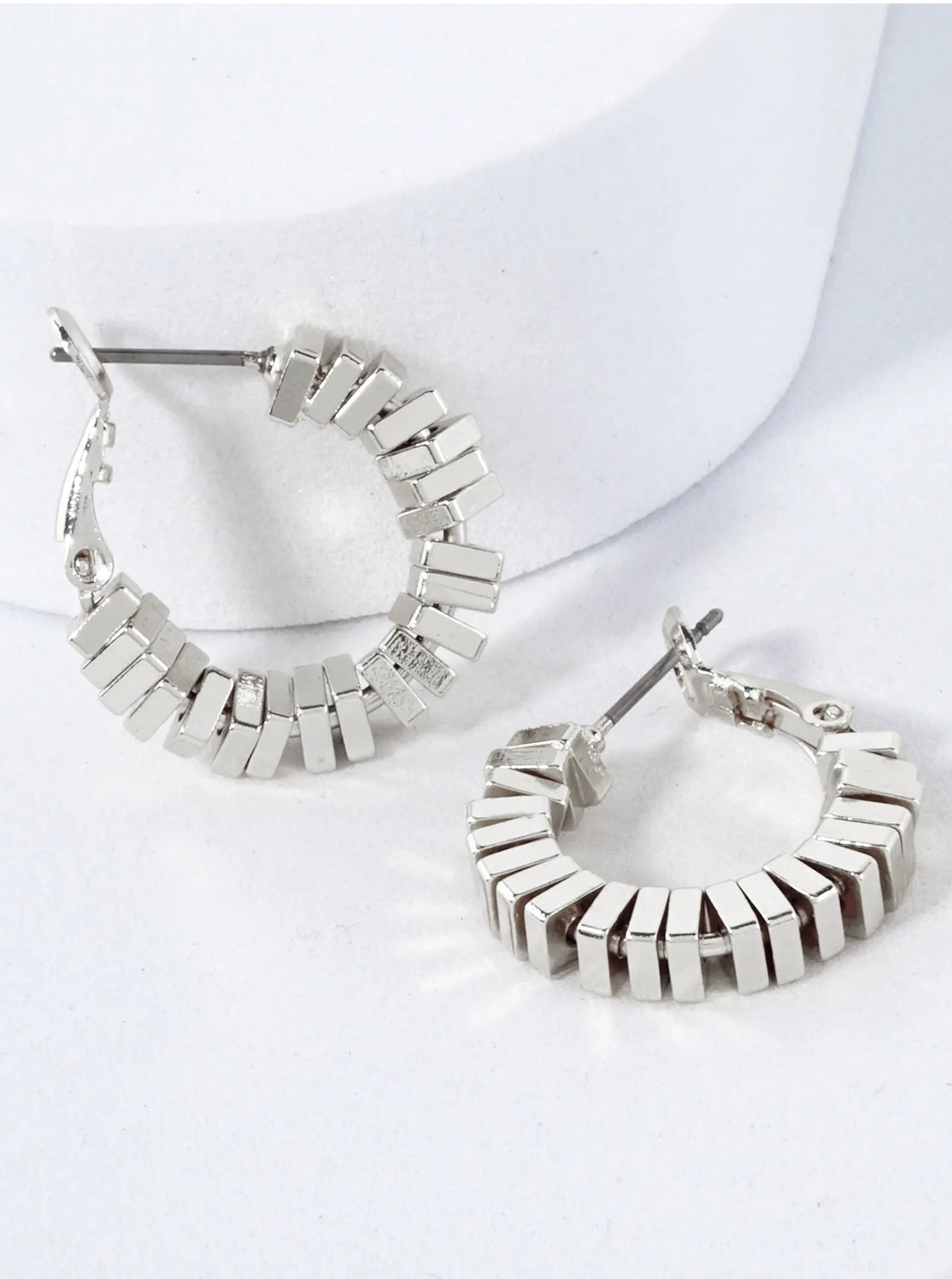 Gold Plated Square Beaded Hoop Earring