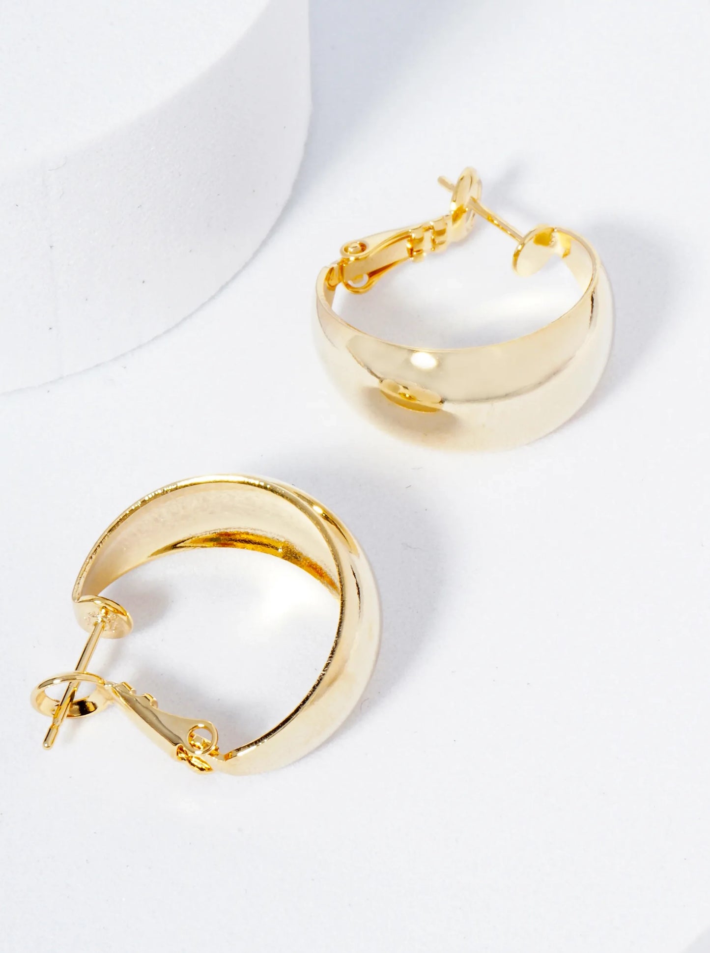 Gold Plated Tapered Hoop Earrings