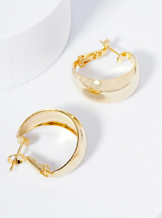 Gold Plated Tapered Hoop Earrings