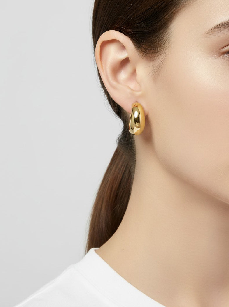 Gold Plated Tapered Hoop Earrings