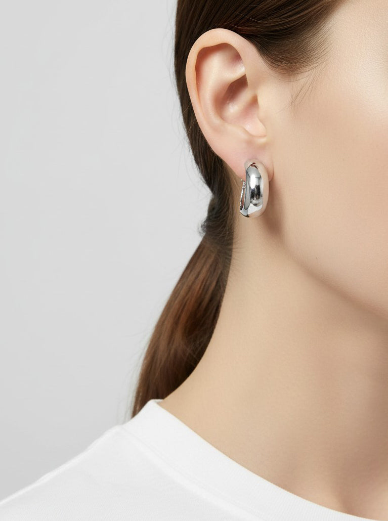 Gold Plated Tapered Hoop Earrings