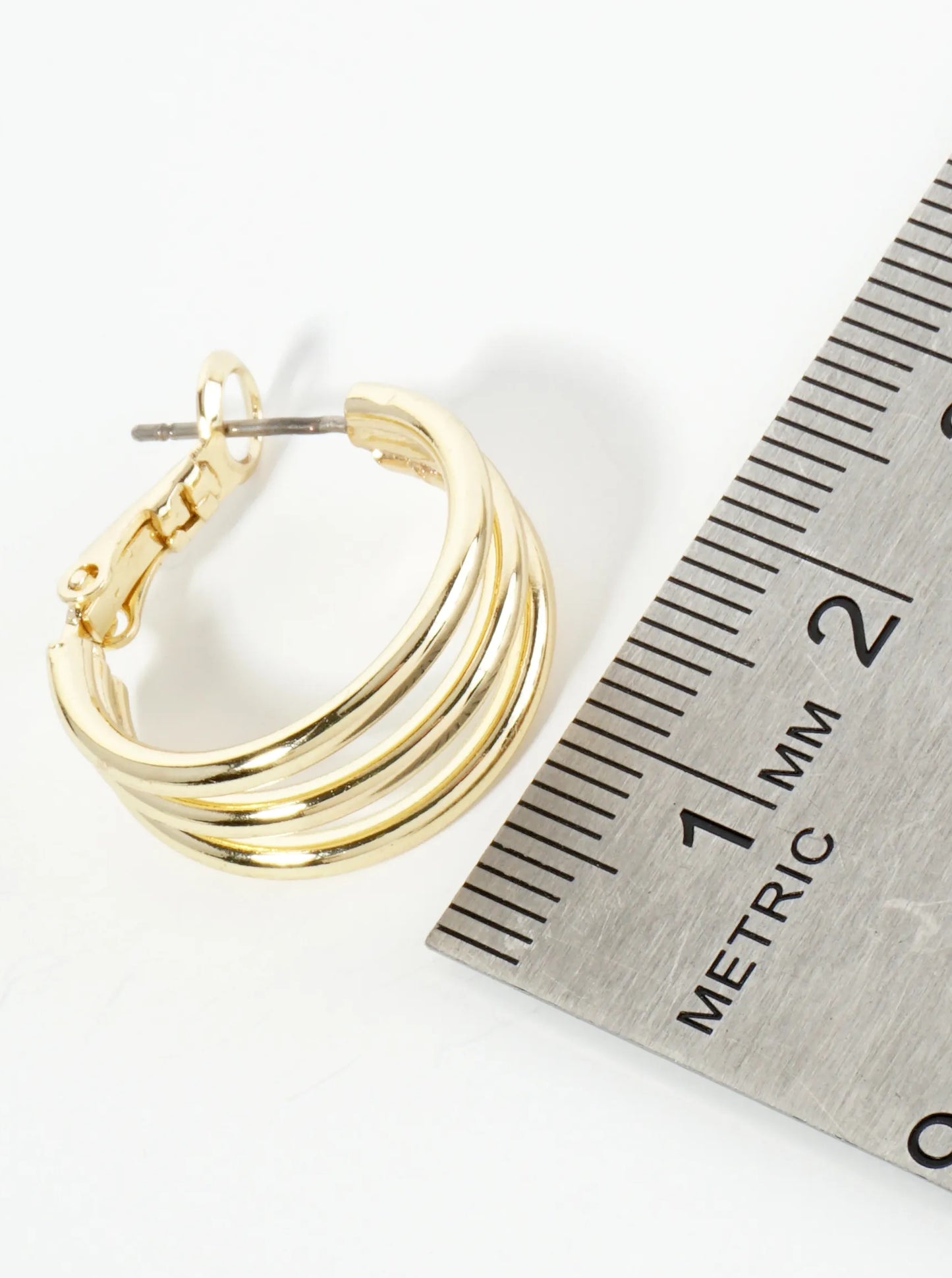 Gold Plated Triple Layer Hoop Earring