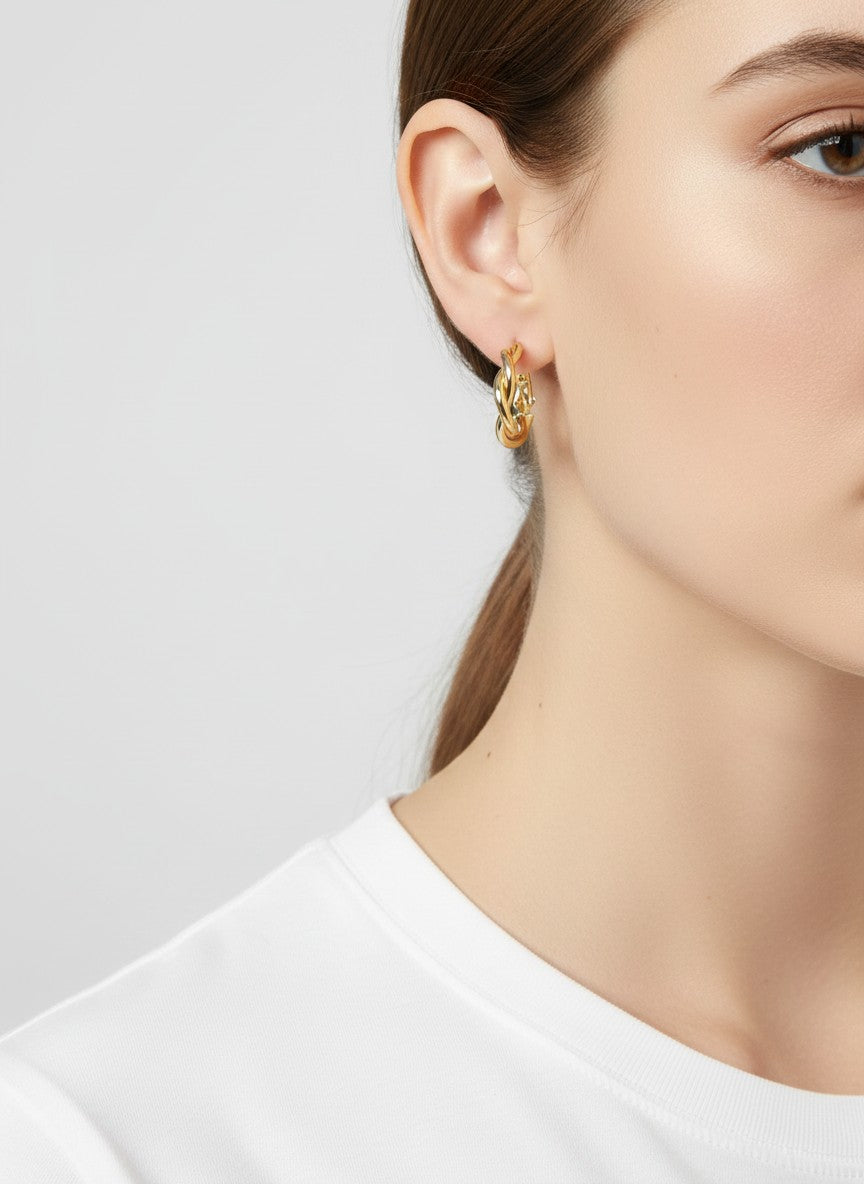 Gold Plated Twisted Hoop Earrings