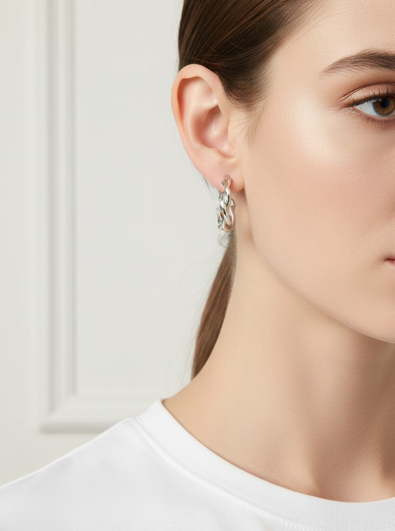 Gold Plated Twisted Hoop Earrings
