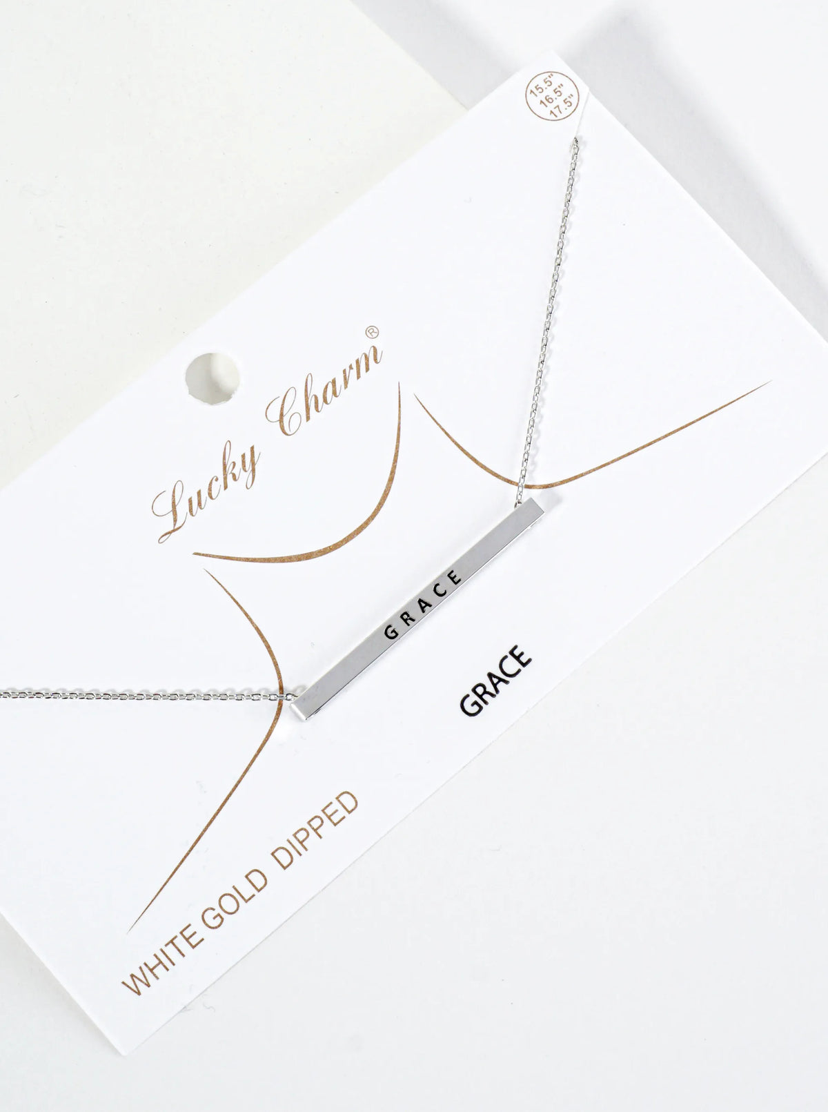 Grace Engraved 18K Gold Dipped Horizontal Brass Bar Pendant Inspirational Necklace