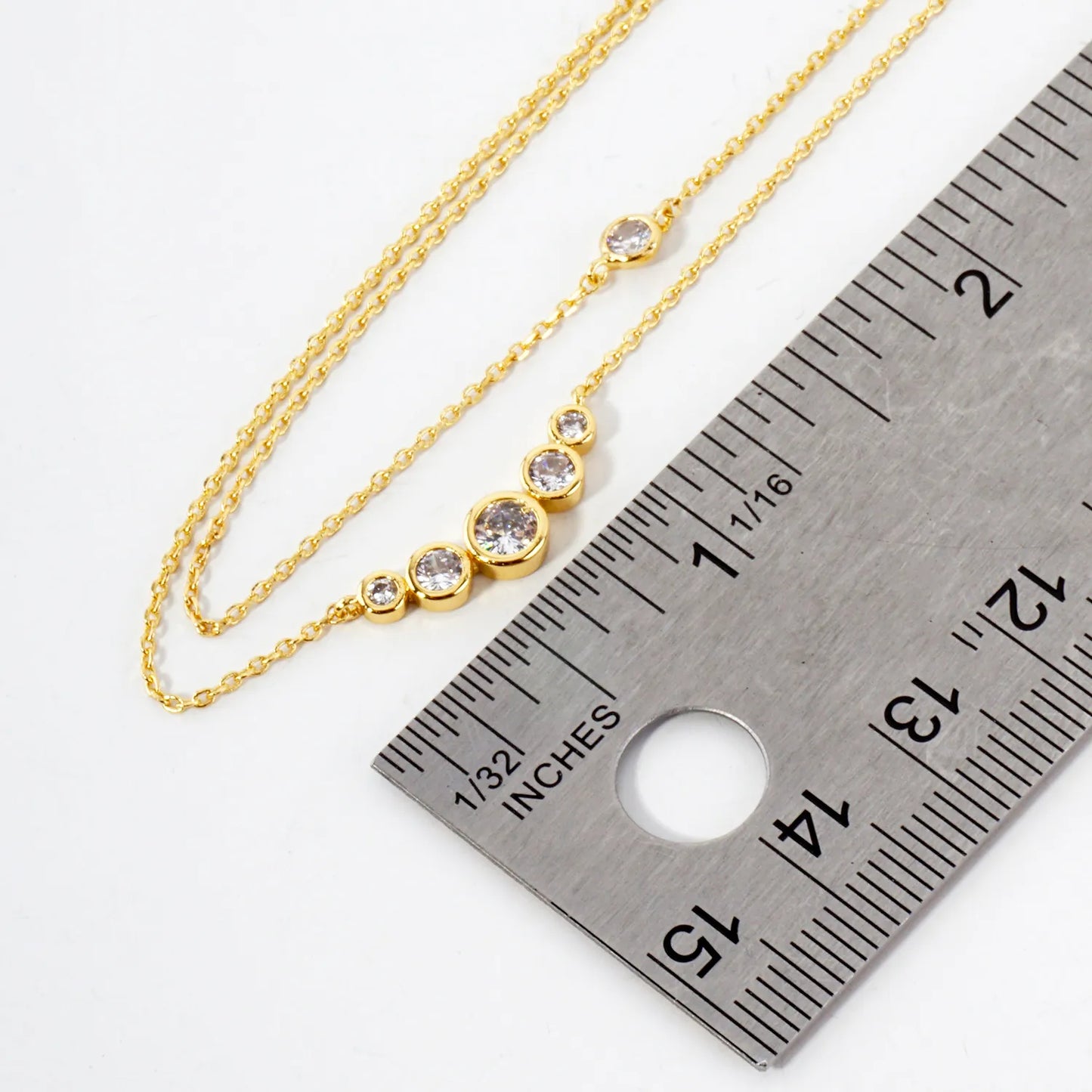 Graduated CZ Pendant 18K-Gold-Dipped Layered Necklace