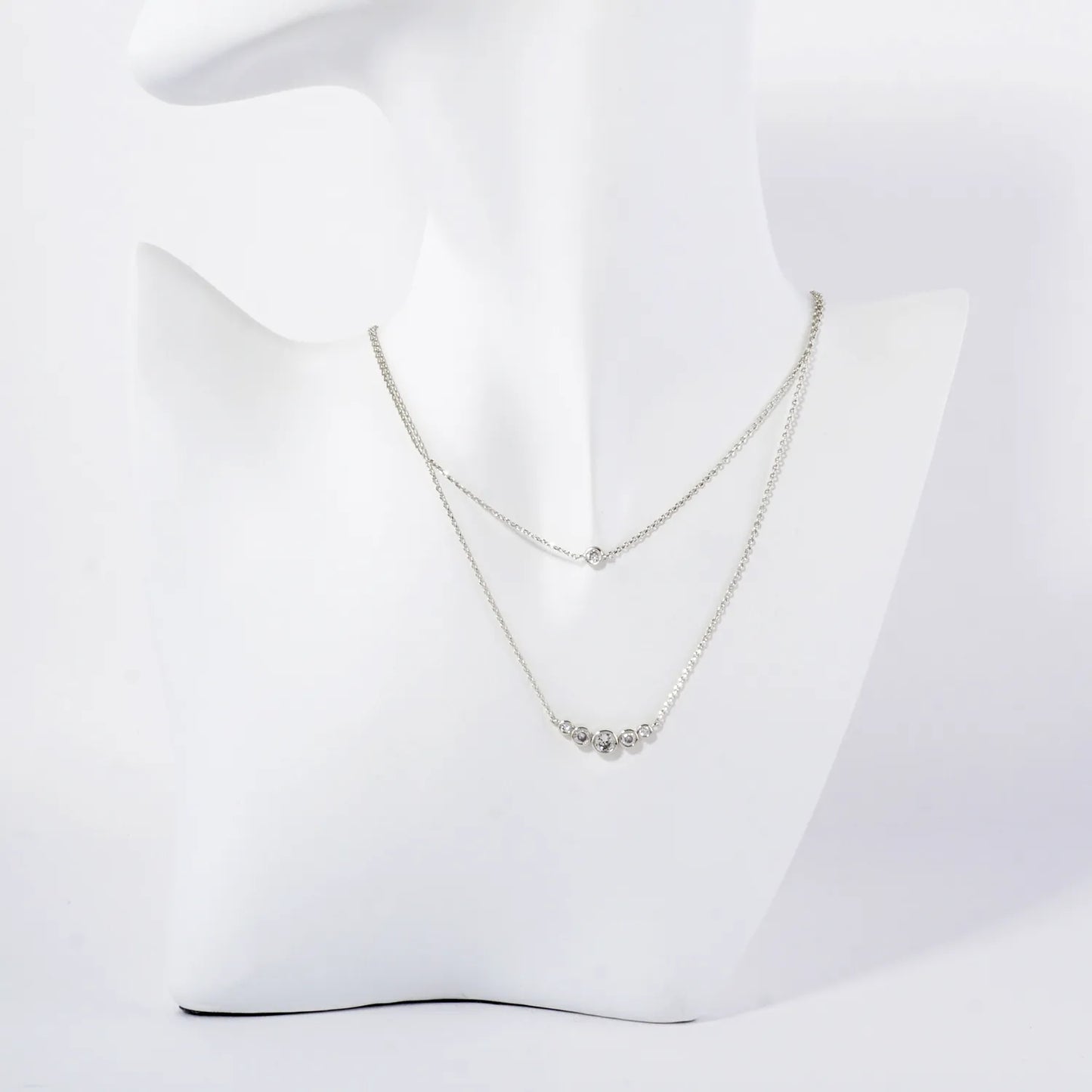 Graduated CZ Pendant 18K-Gold-Dipped Layered Necklace