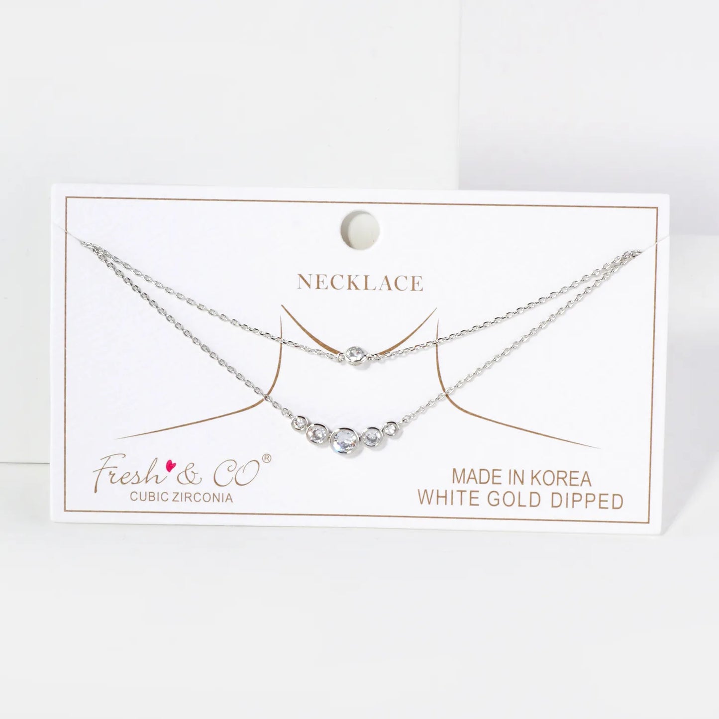 Graduated CZ Pendant 18K-Gold-Dipped Layered Necklace