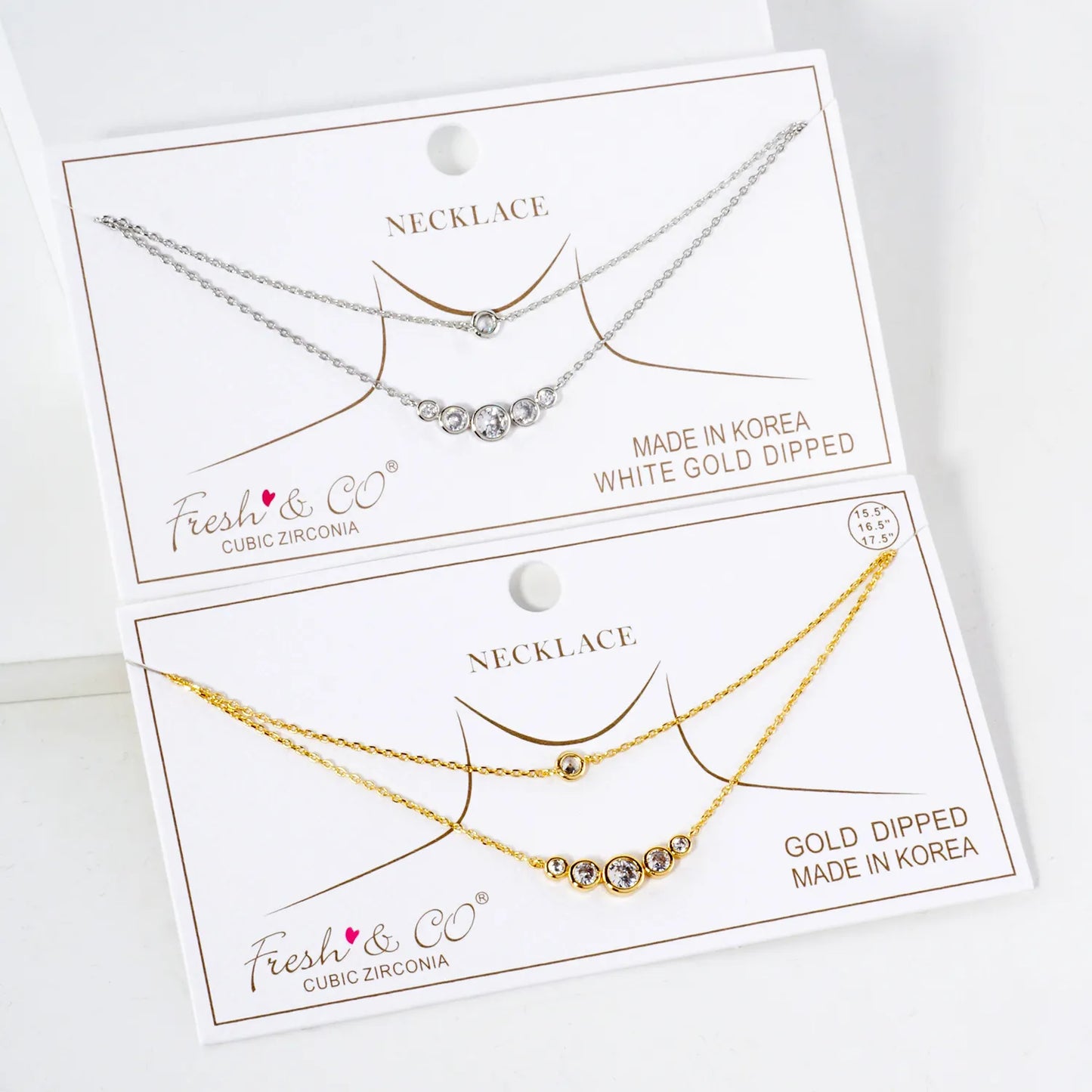 Graduated CZ Pendant 18K-Gold-Dipped Layered Necklace