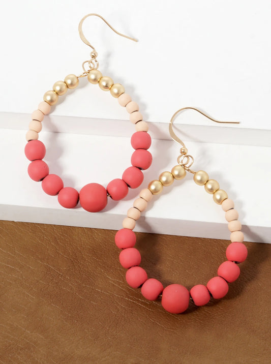 Graduated Color Coated Beaded Circle Drop Earrings