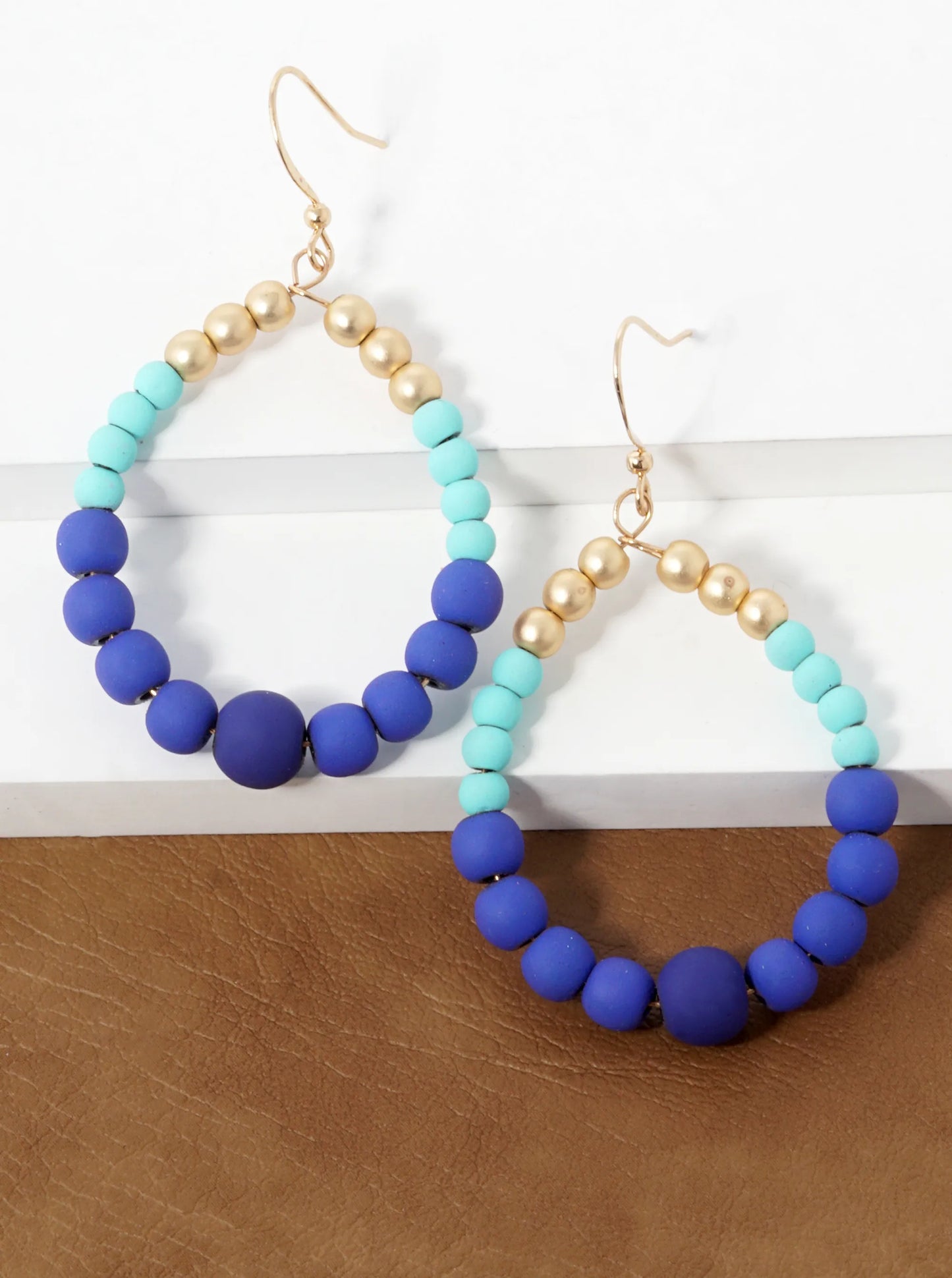 Graduated Color Coated Beaded Circle Drop Earrings