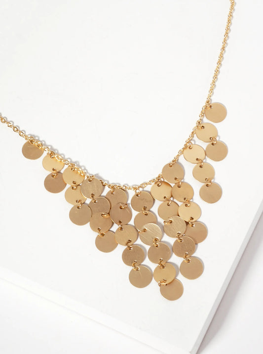 Graduated Discs Hanging-Down Chandelier Necklace