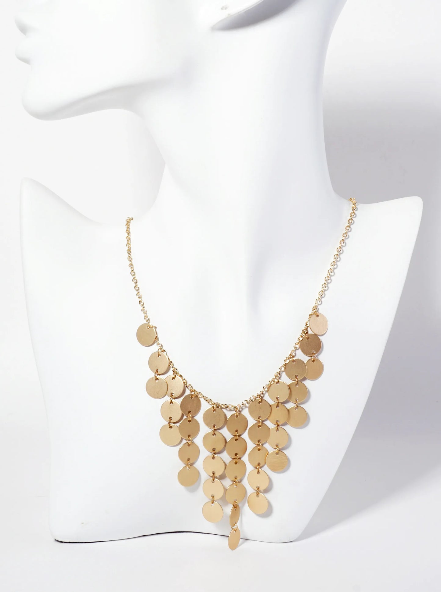 Graduated Discs Hanging-Down Chandelier Necklace