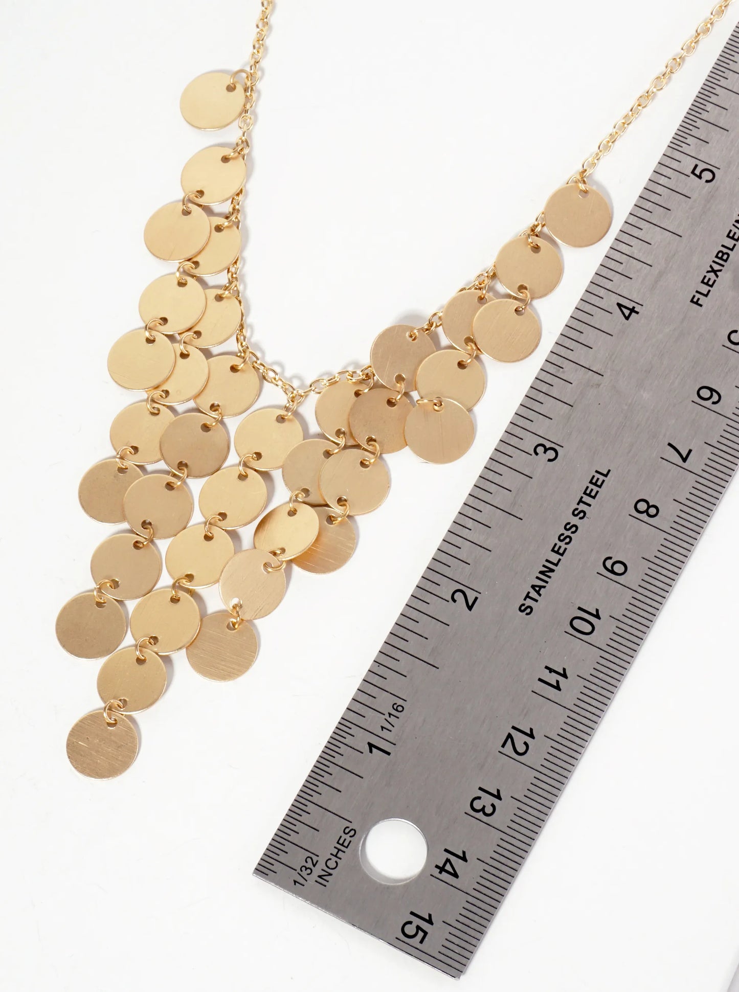 Graduated Discs Hanging-Down Chandelier Necklace