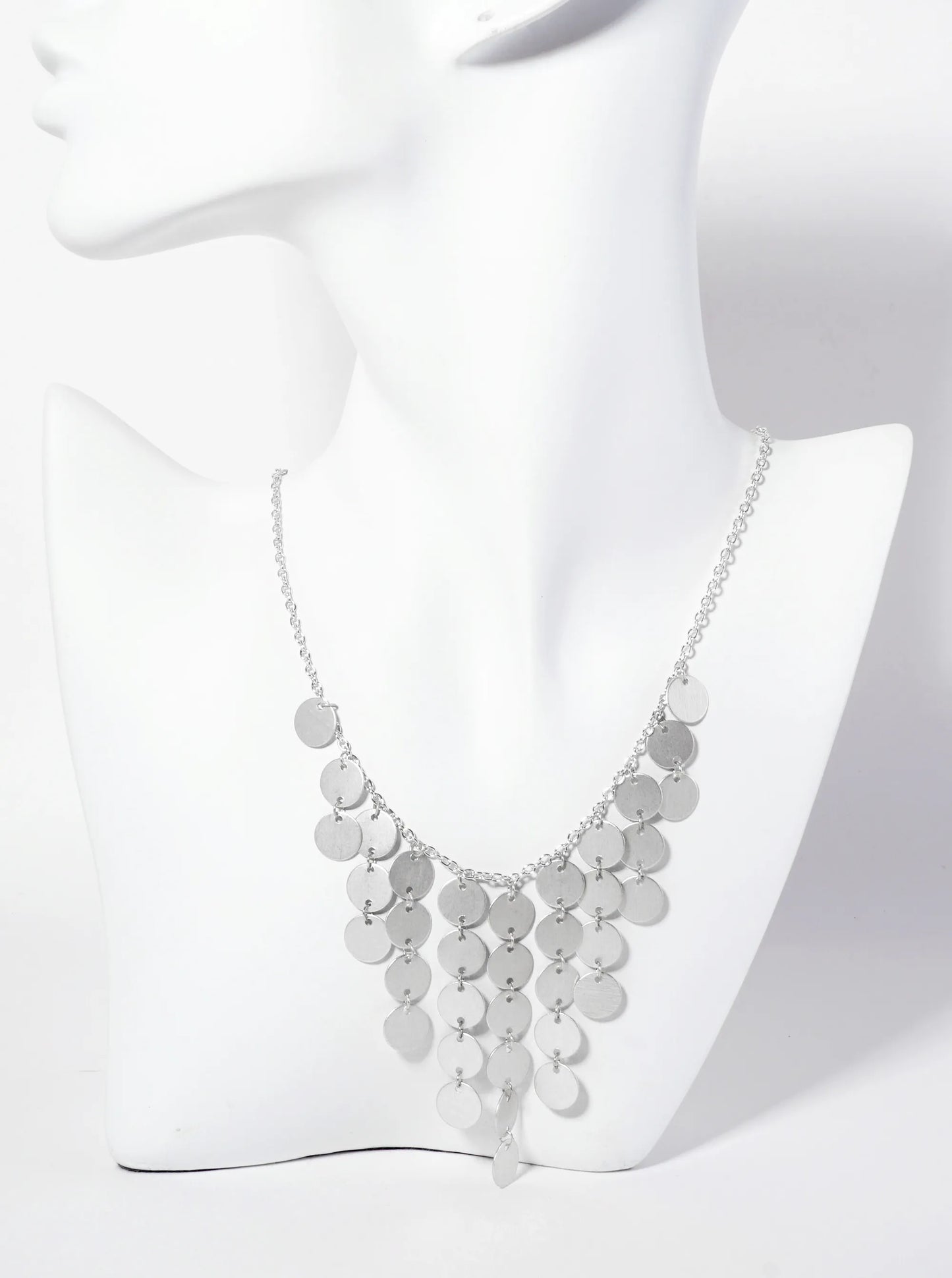 Graduated Discs Hanging-Down Chandelier Necklace