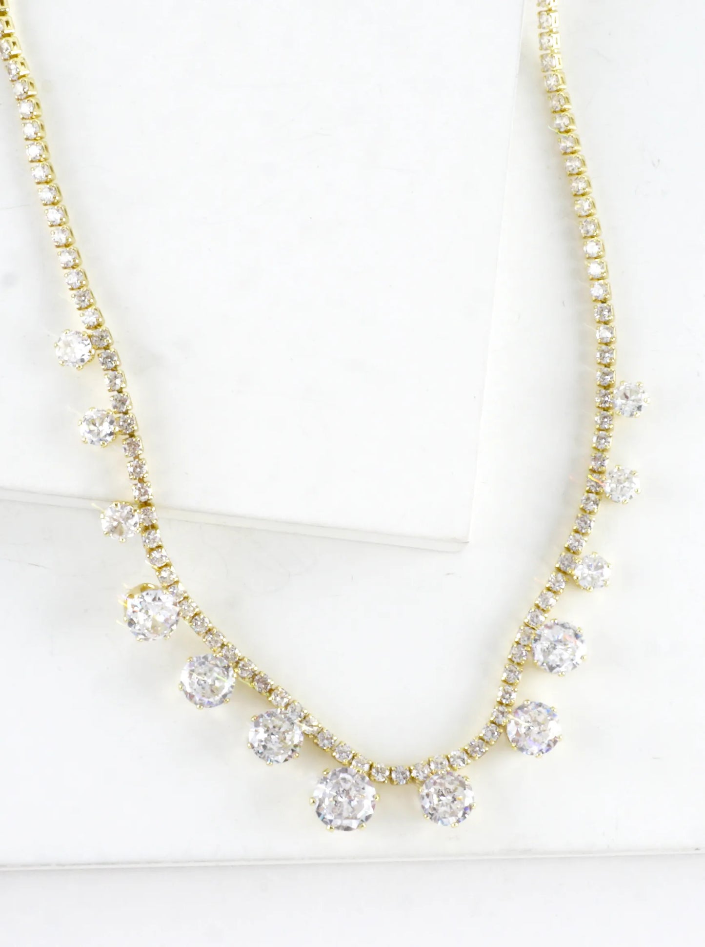 Graduated Drop Cubic Zirconia Tennis Necklace