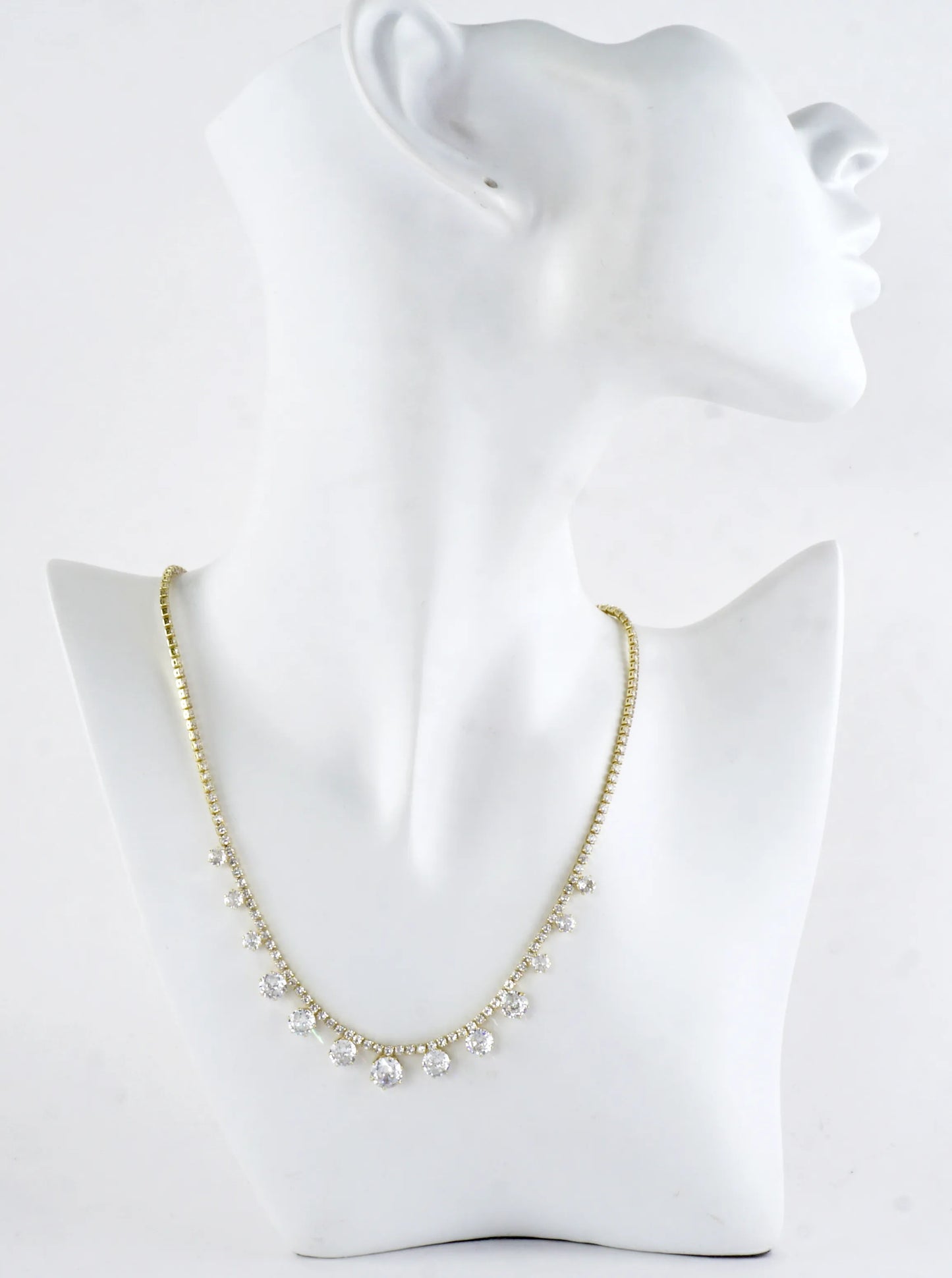 Graduated Drop Cubic Zirconia Tennis Necklace