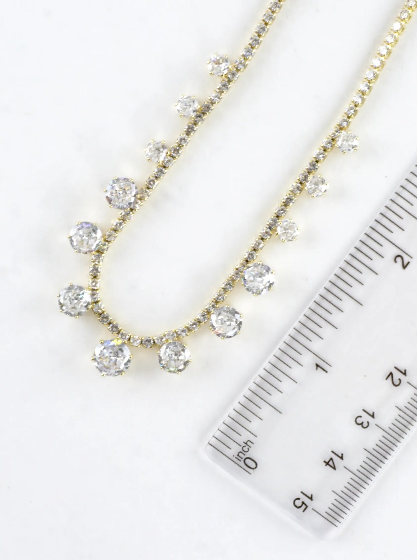 Graduated Drop Cubic Zirconia Tennis Necklace