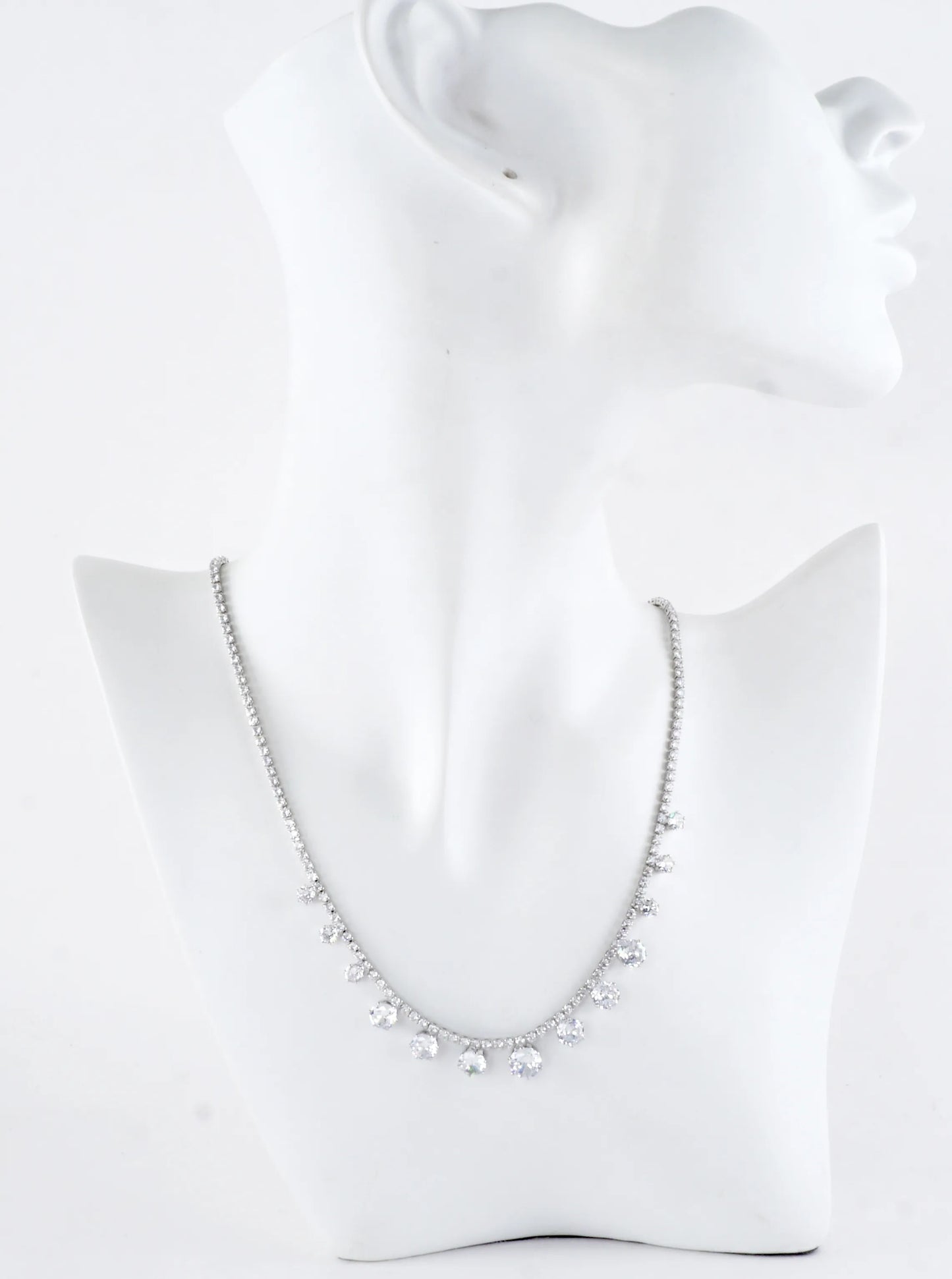 Graduated Drop Cubic Zirconia Tennis Necklace