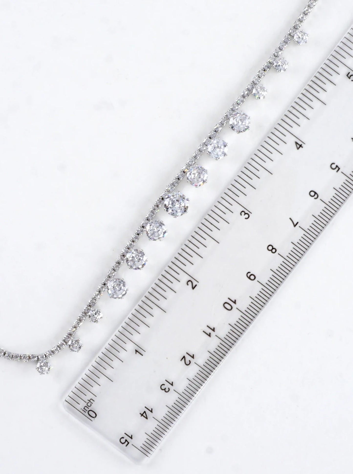 Graduated Drop Cubic Zirconia Tennis Necklace