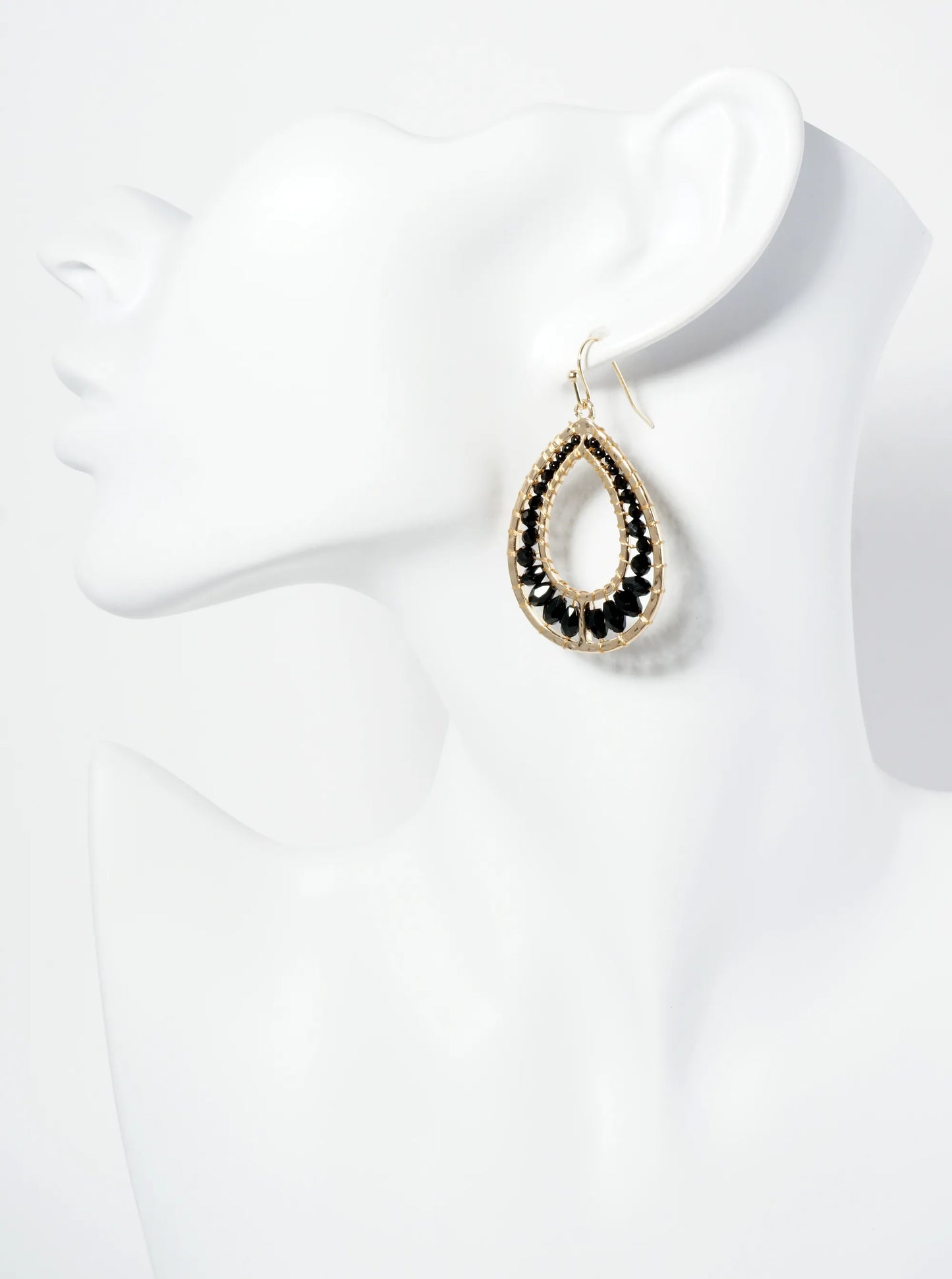 Graduated Glass Beaded Cutout Teardrop Dangle Earrings