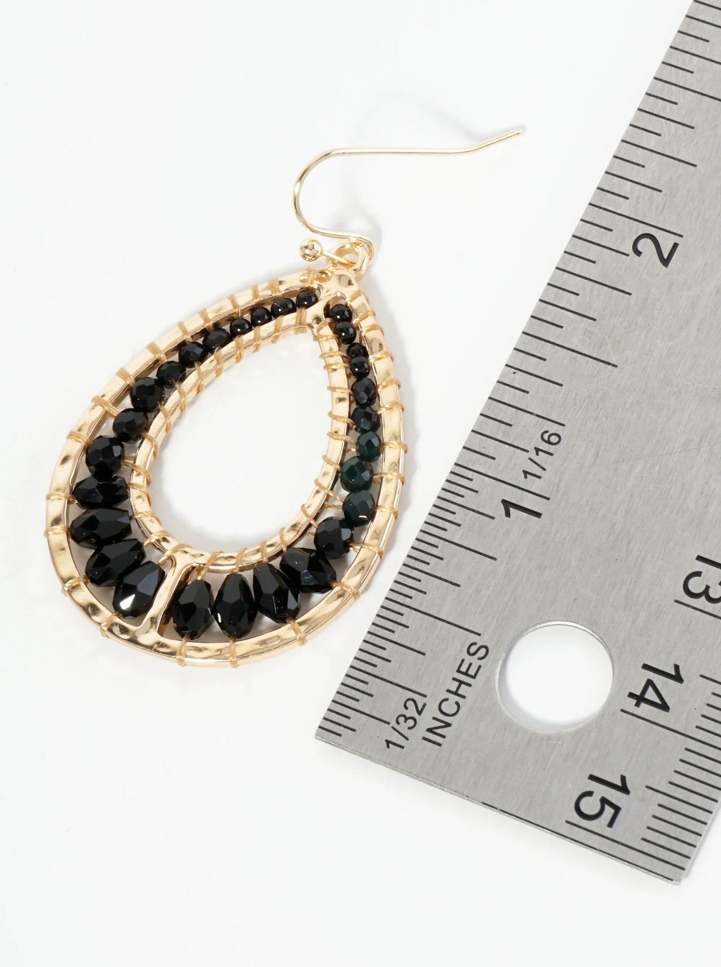 Graduated Glass Beaded Cutout Teardrop Dangle Earrings