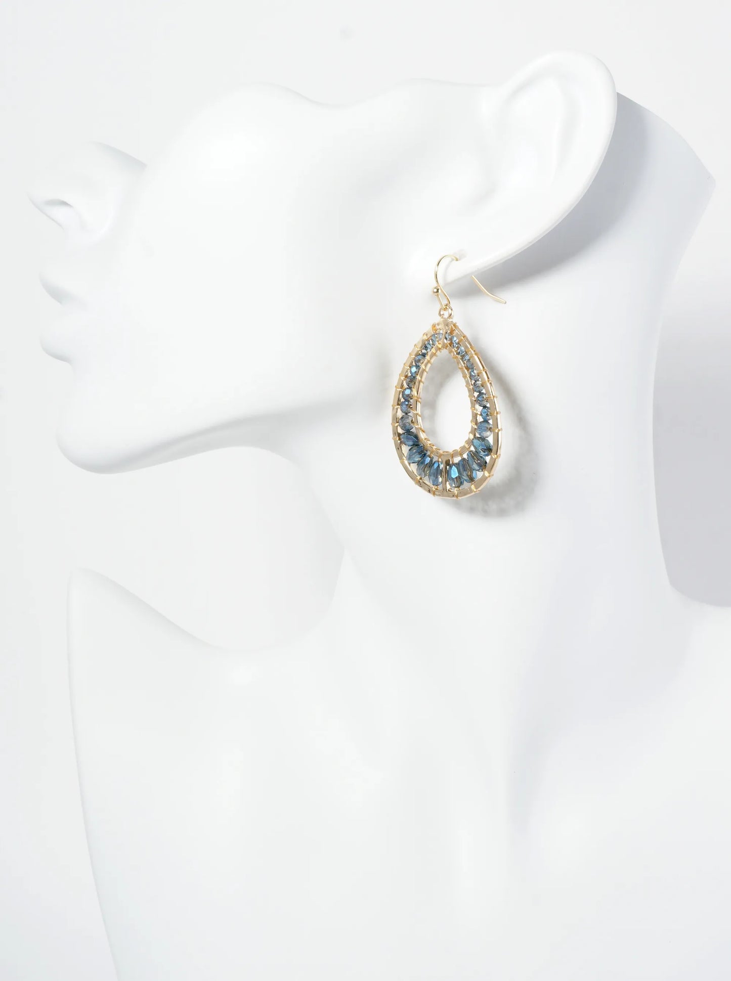 Graduated Glass Beaded Cutout Teardrop Dangle Earrings