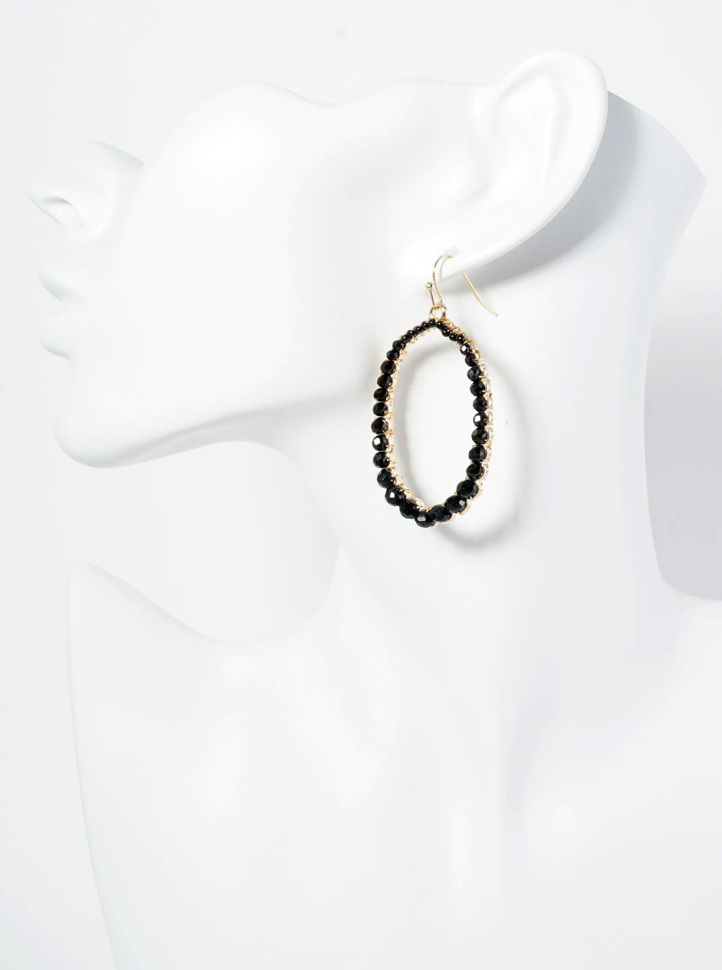 Graduated Glass Beaded Long Hexagon Dangle Drop Earrings