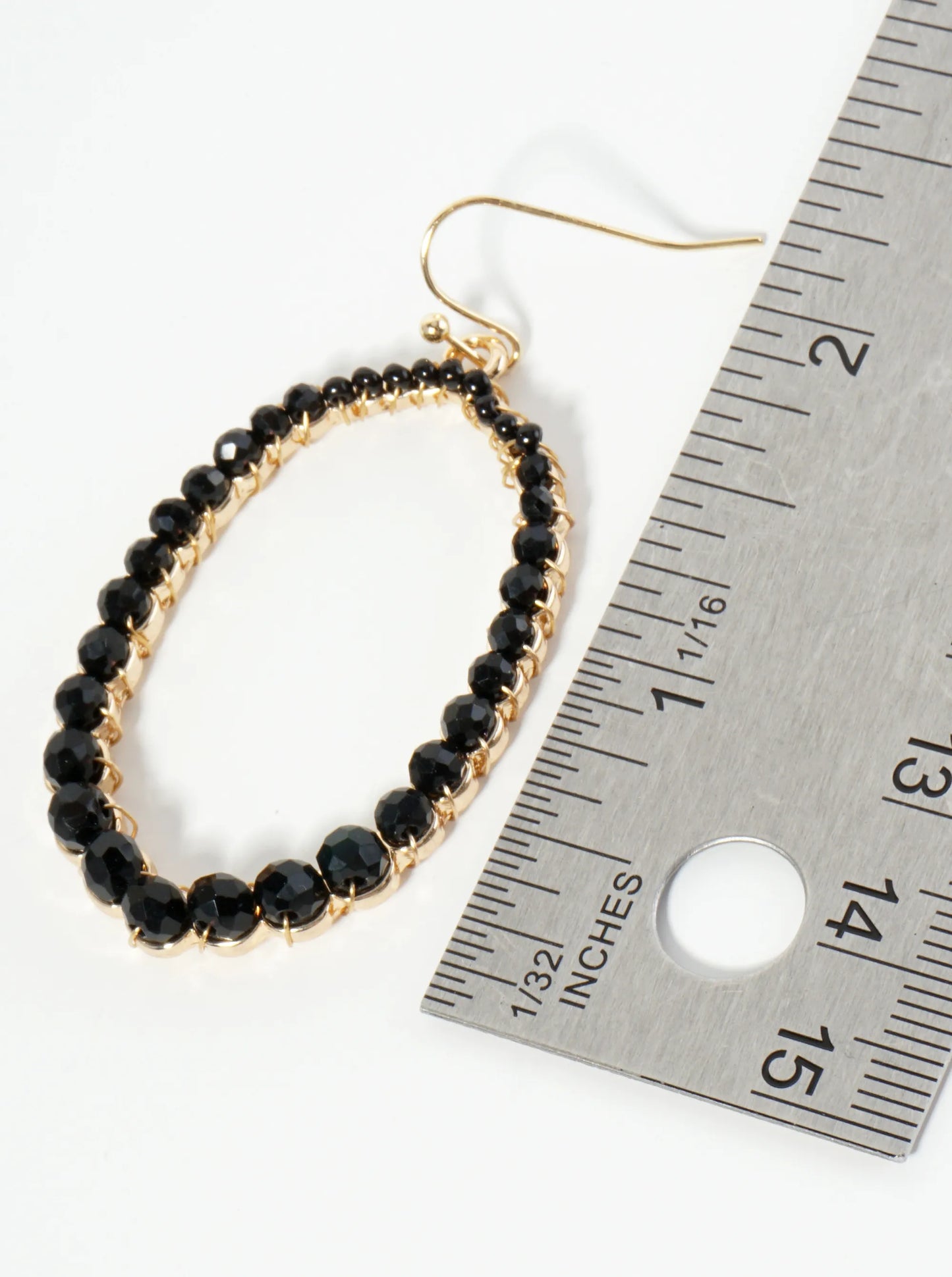 Graduated Glass Beaded Long Hexagon Dangle Drop Earrings
