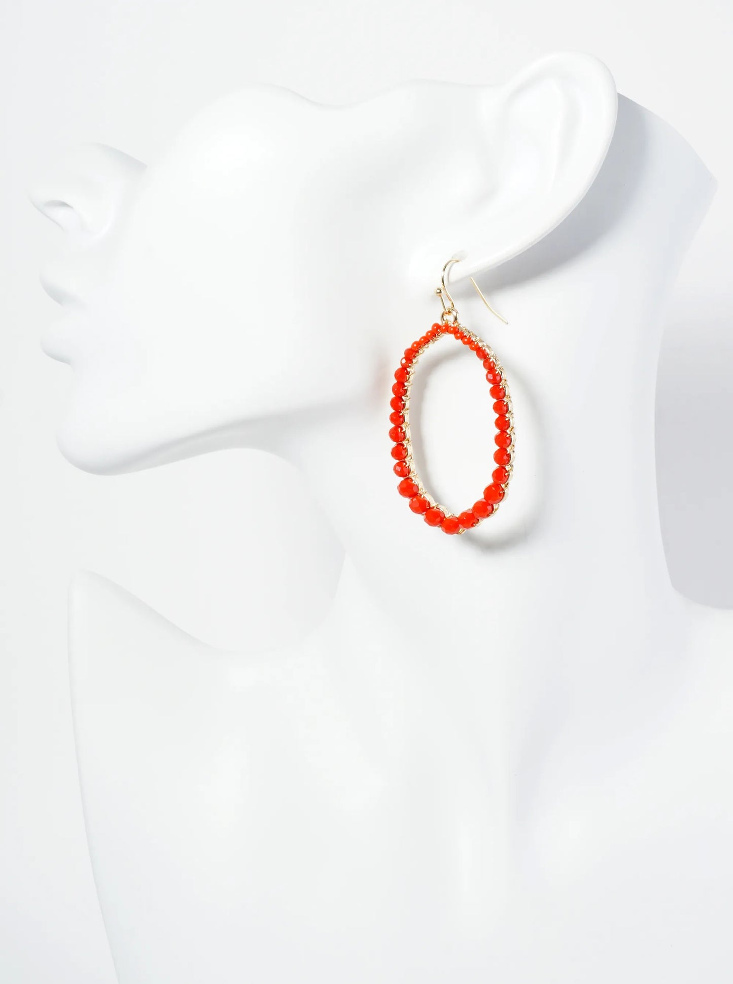 Graduated Glass Beaded Long Hexagon Dangle Drop Earrings