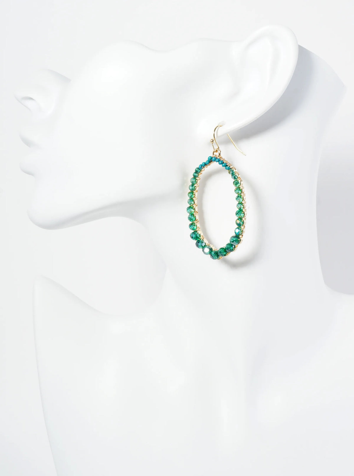 Graduated Glass Beaded Long Hexagon Dangle Drop Earrings