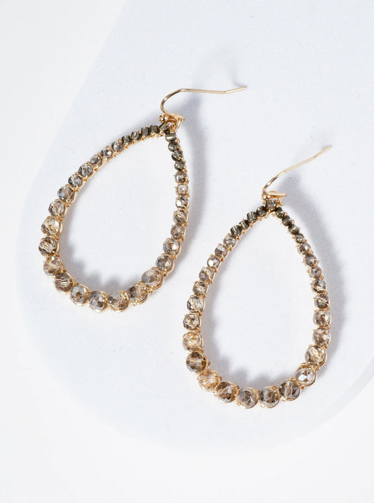 Graduated Glass Beads Wire Wrapped Teardrop Earrings