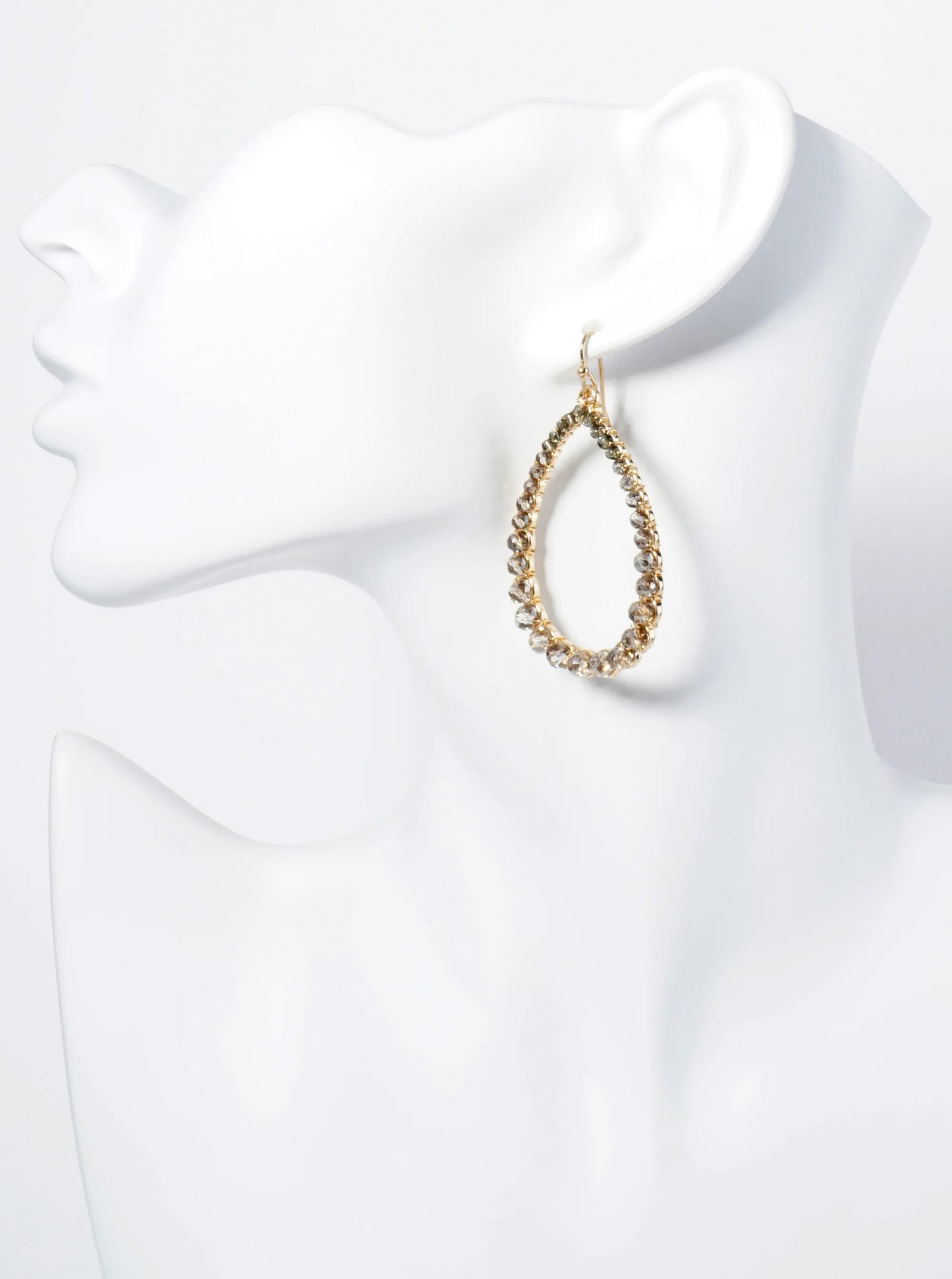 Graduated Glass Beads Wire Wrapped Teardrop Earrings