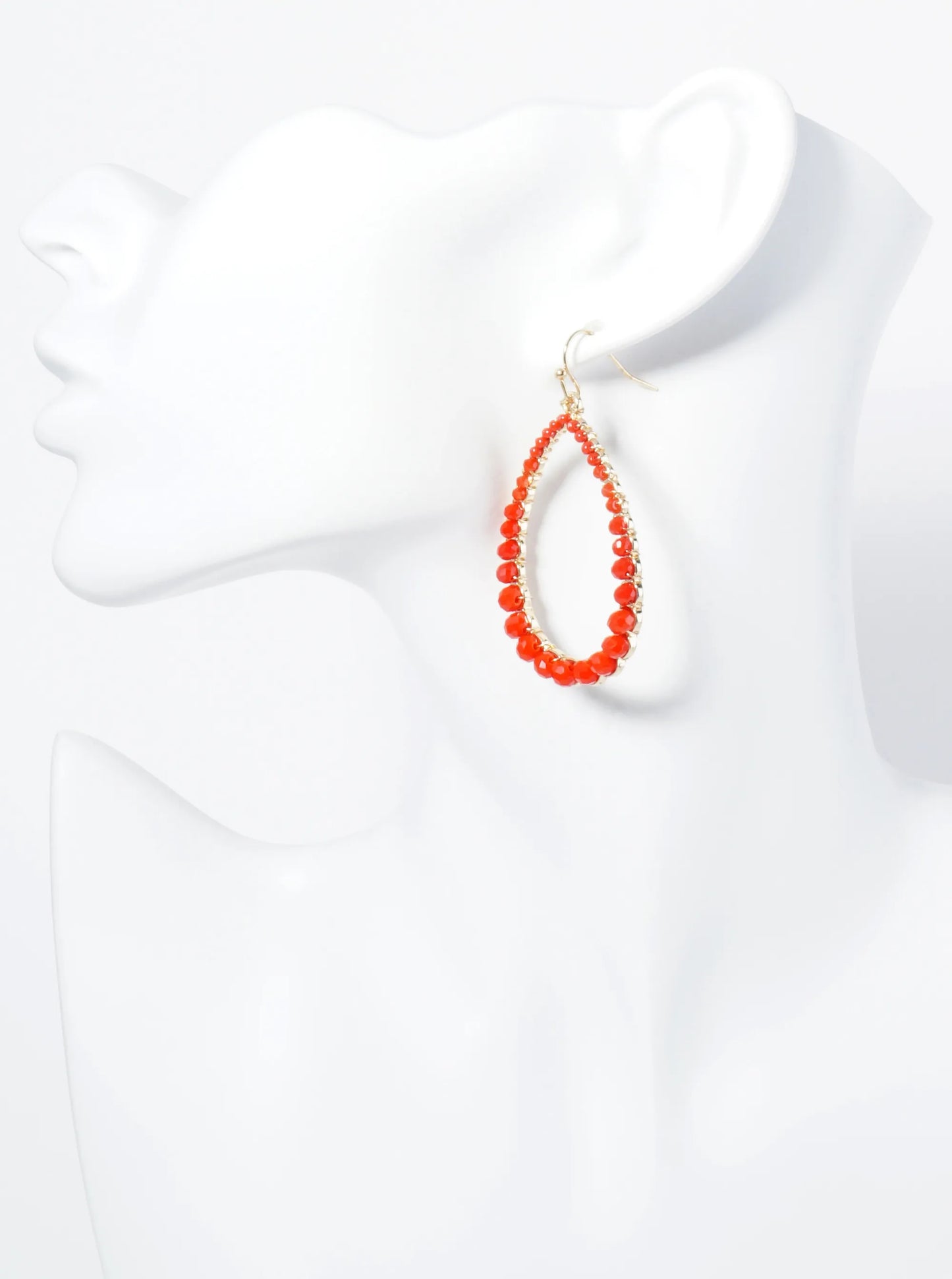 Graduated Glass Beads Wire Wrapped Teardrop Earrings