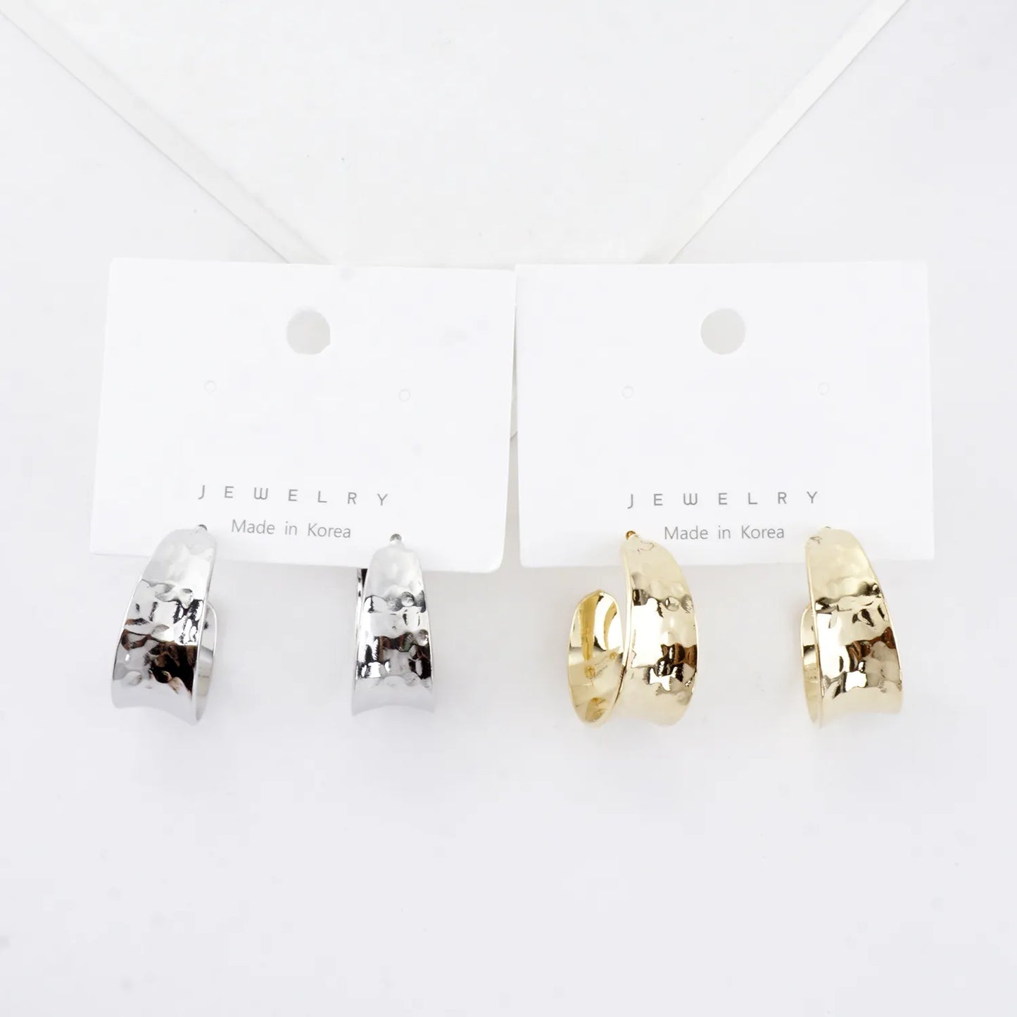 Graduated Hammered Brass Hoop Earrings