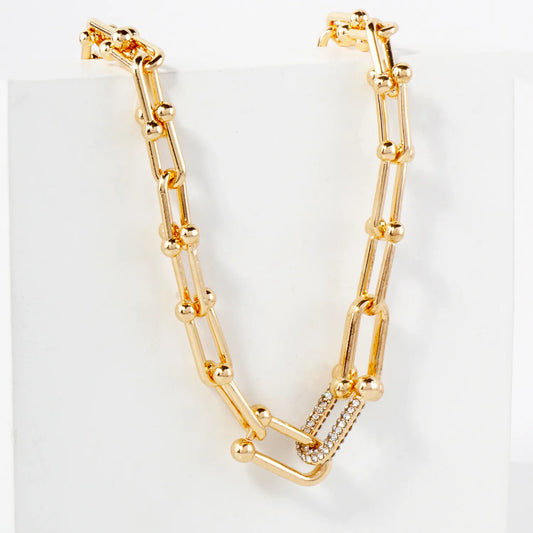 Graduated Horseshoe Chain With Crystal Necklace