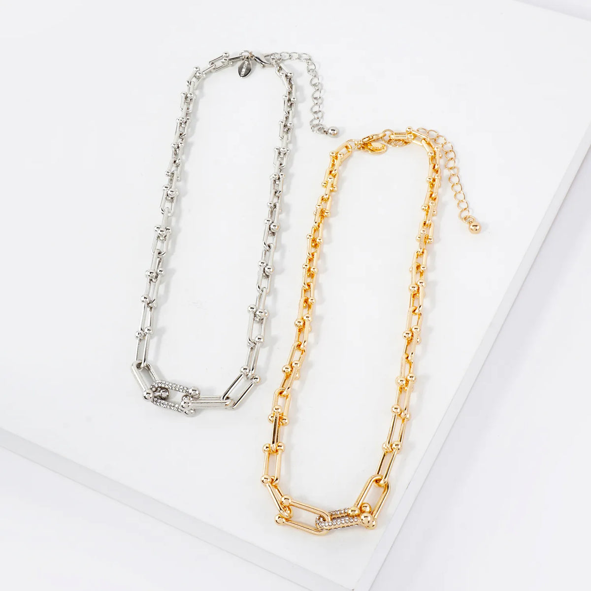 Graduated Horseshoe Chain With Crystal Necklace
