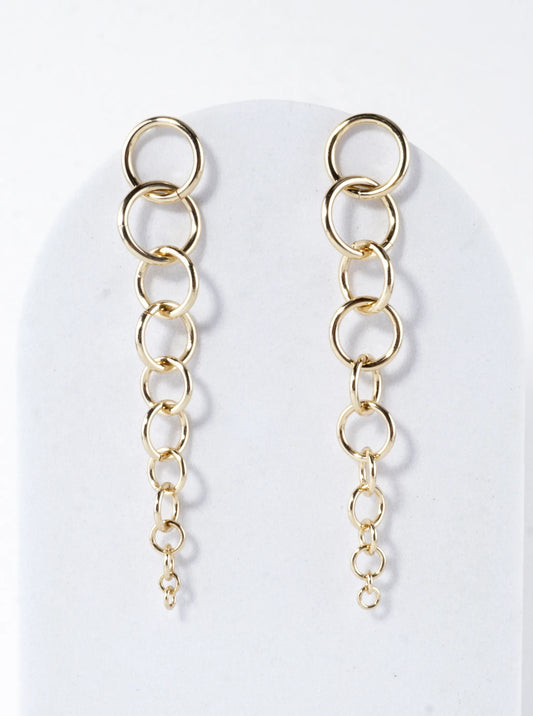 Graduated Rings Linear Drop Earrings