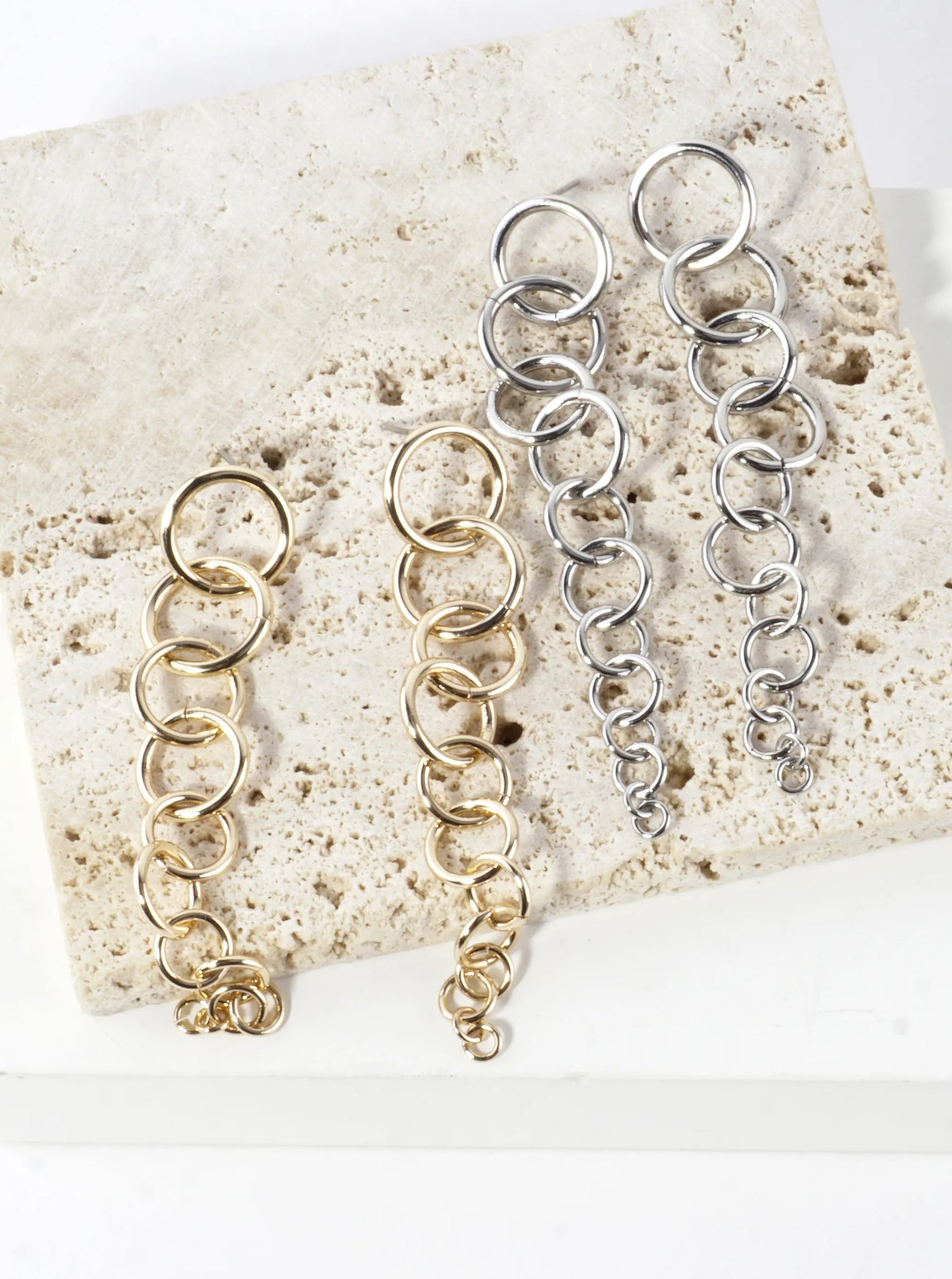 Graduated Rings Linear Drop Earrings