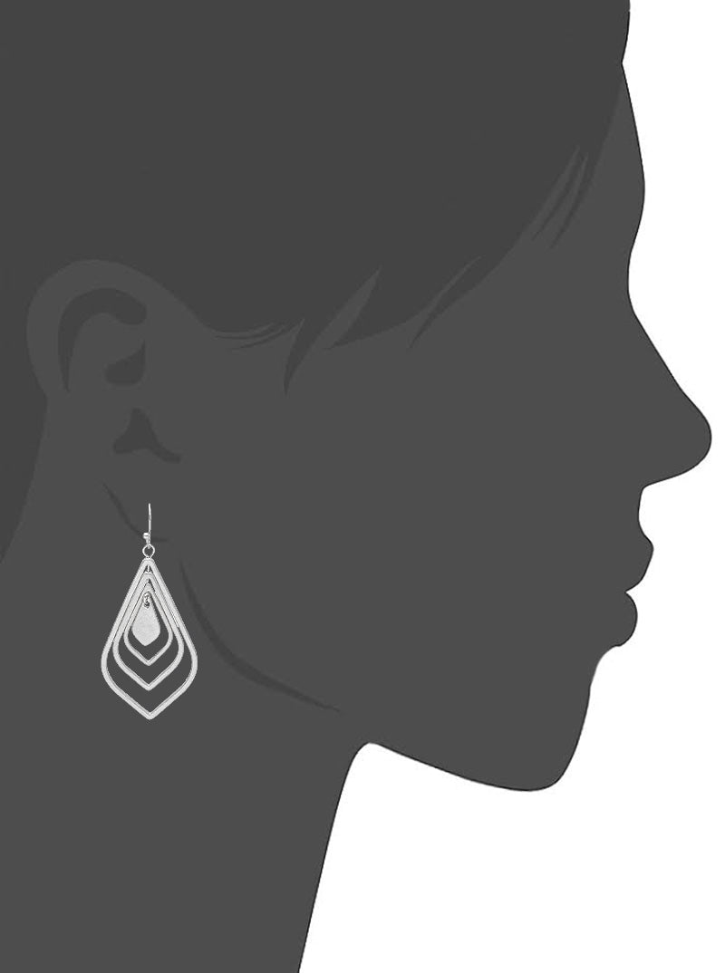 Graduated Teardrop Metal Fish Hook Dangle Drop Earrings