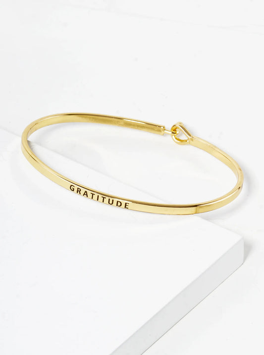 Gratitude Engraved Inspirational Bangle Bracelet