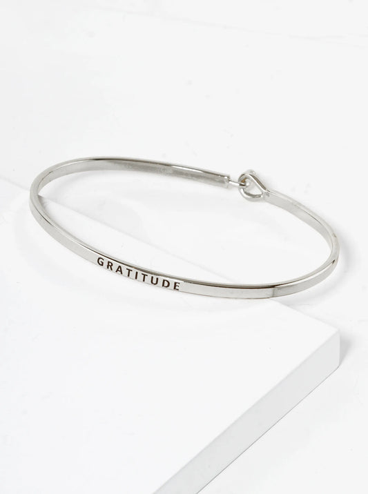 Gratitude Engraved Inspirational Bangle Bracelet