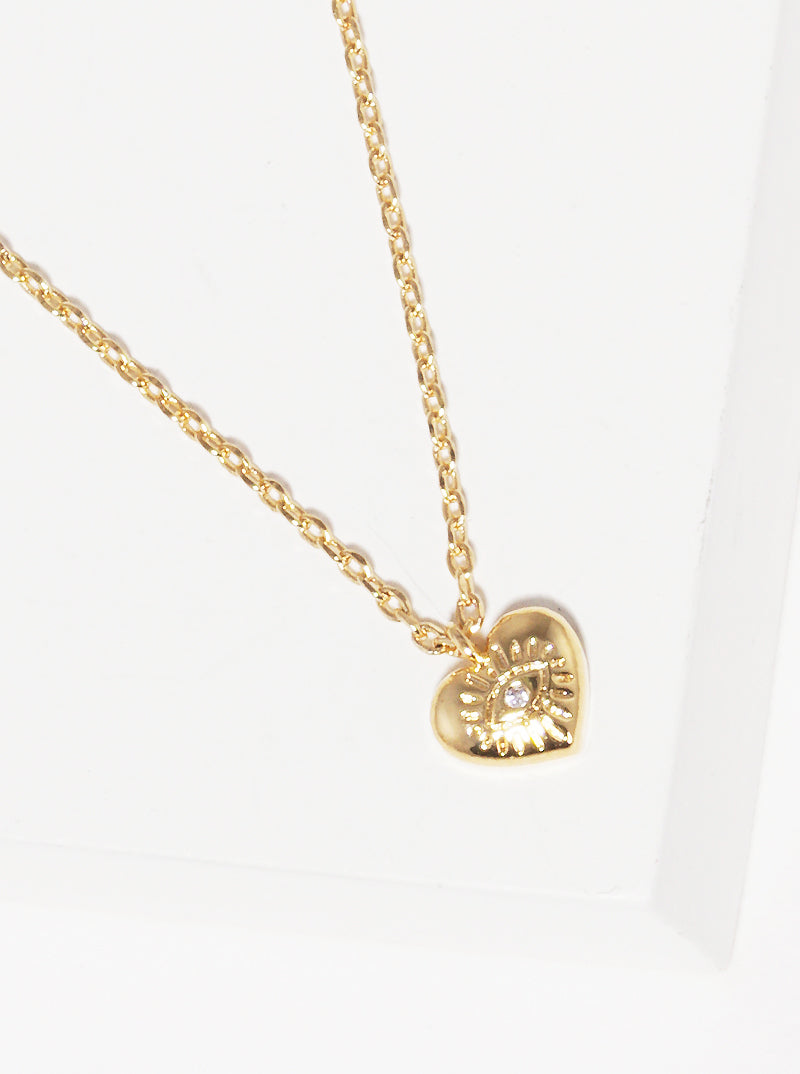 Ground Yourself Heart Evil Eye Pendant 18K-Gold-Dipped Necklace