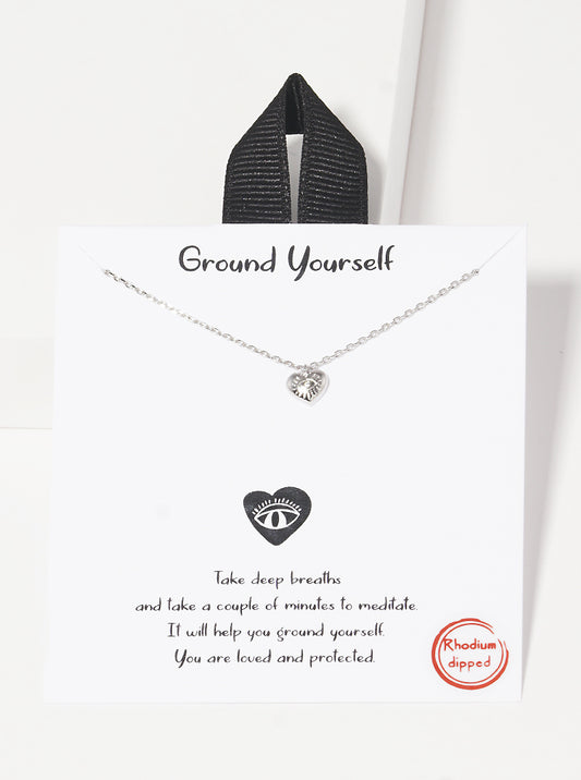 Ground Yourself Heart Evil Eye Pendant 18K-Gold-Dipped Necklace