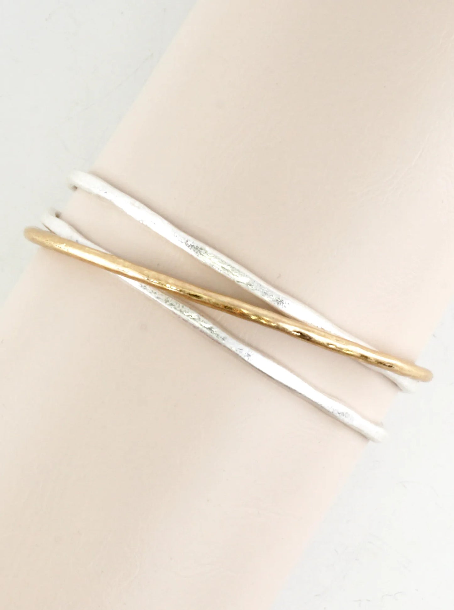 Cross Over Hammered Wire Cuff Bracelet