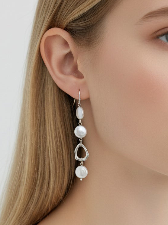 Abstract Pearlized Drop Earrings