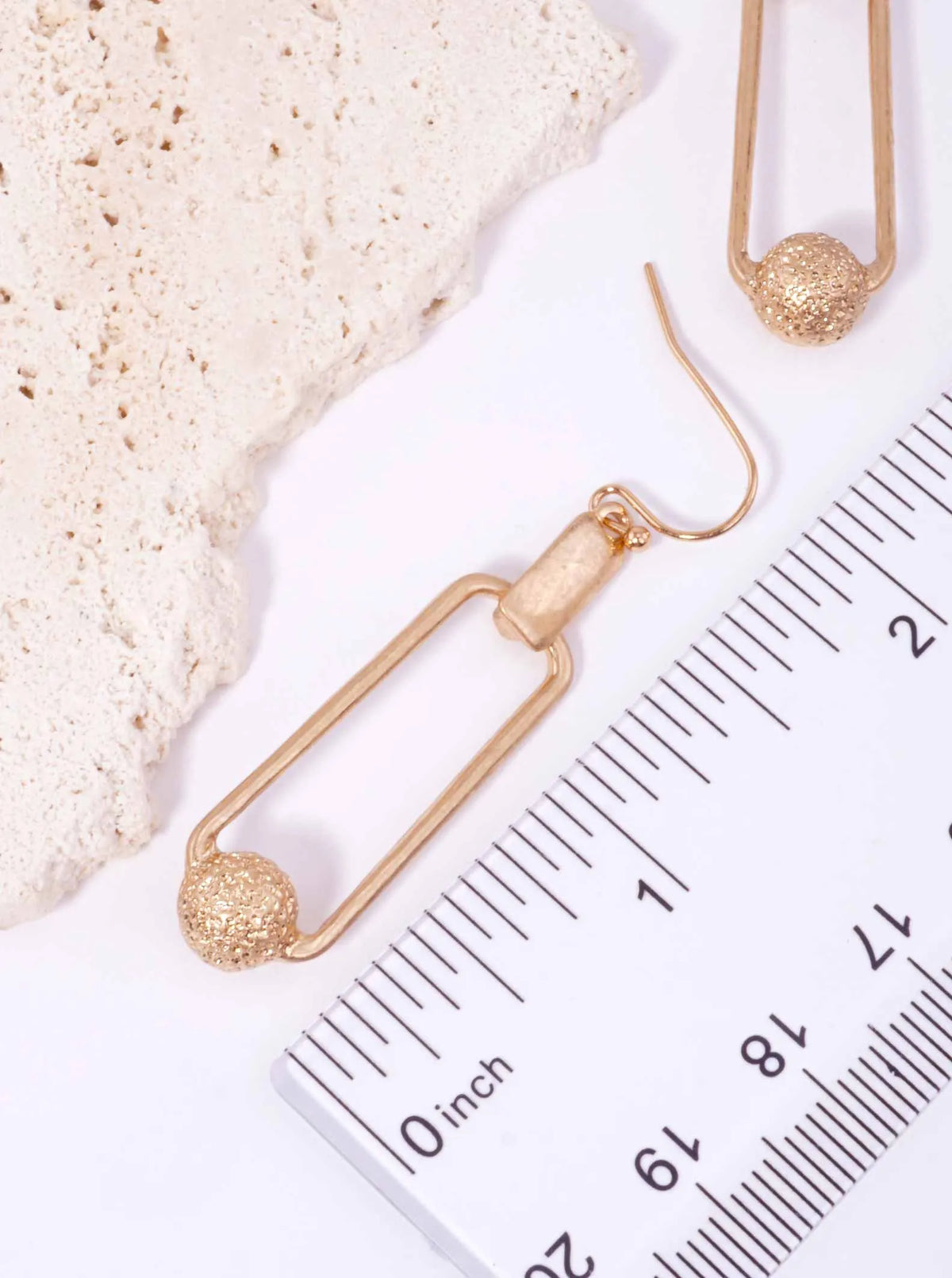 Sandblasted Ball Rectangle Matte Hook Earrings