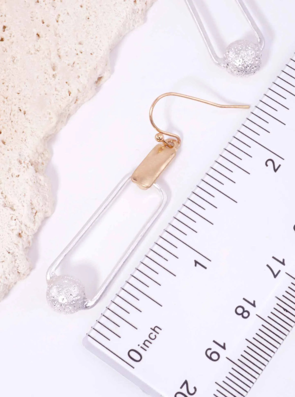 Sandblasted Ball Rectangle Matte Hook Earrings