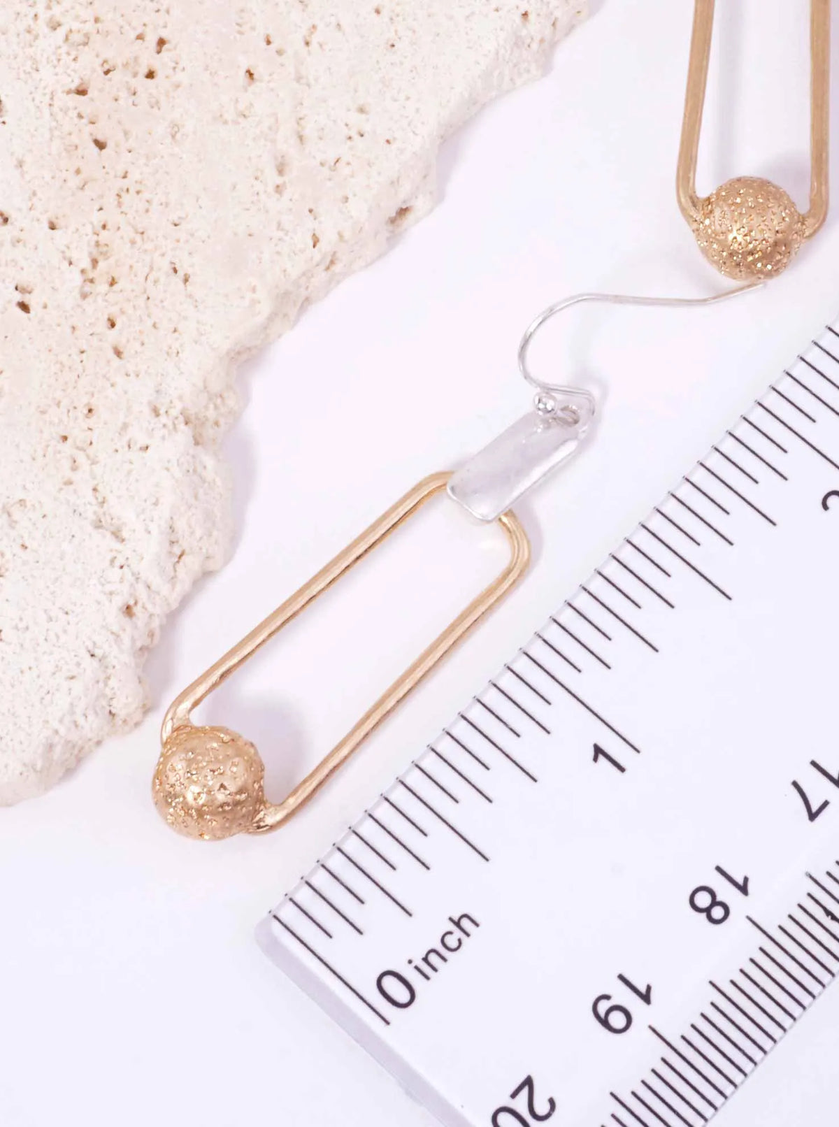 Sandblasted Ball Rectangle Matte Hook Earrings